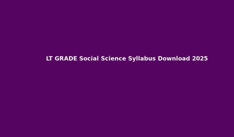 LT GRADE Social Science Syllabus Download 2025
