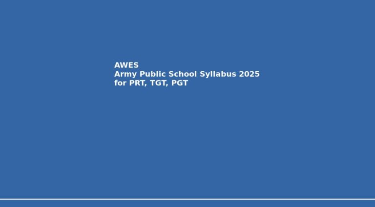 AWES Army Public School Syllabus 2025 for PRT, TGT, PGT