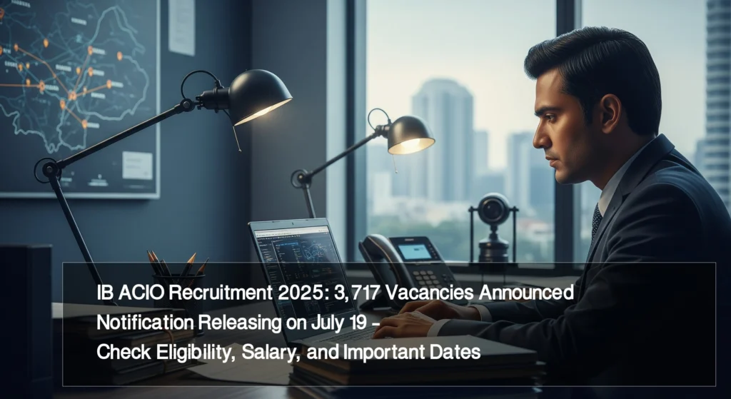 IB ACIO Recruitment 2025_ 3,717 Vacancies Announced, Notification Releasing on July 19 – Check Eligibility, Salary, and Important Dates
