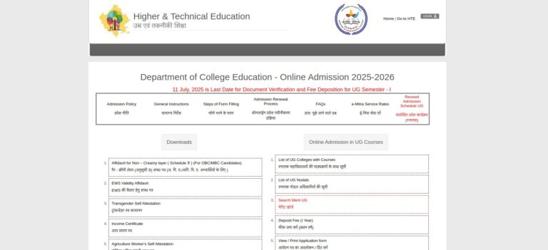 DCE Rajasthan UG Merit List Rajastha Higher & Technical Education